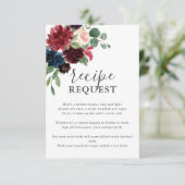 Boho Floral Recipe Request Brautparty Begleitkarte (Stehend Vorderseite)
