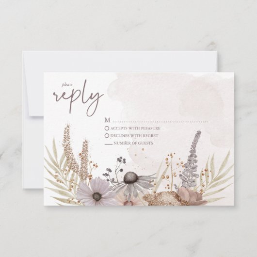 Boho Floral Reply Card RSVP Karte (Rückseite)