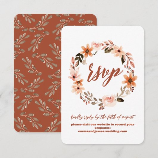 Boho Floral Response UAWG Wedding Site Card RSVP Karte (Vorne/Hinten)