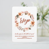 Boho Floral Response UAWG Wedding Site Card RSVP Karte (Stehend Vorderseite)