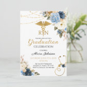 Boho Floral RN Nursing School Graduation Einladung (Stehend Vorderseite)