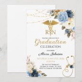 Boho Floral RN Nursing School Graduation Einladung (Vorne/Hinten)