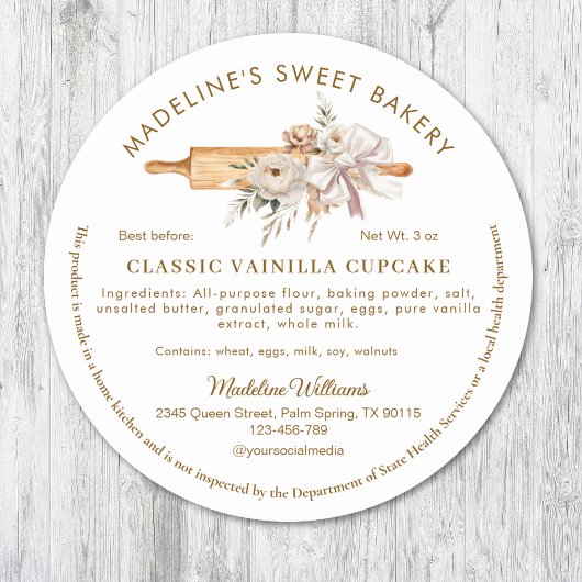 Boho Floral Rolling Button Hütte Food Law Runder Aufkleber