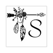 Boho Floral Rose Arrow Monogram Initial Gummistempel (Prägung)