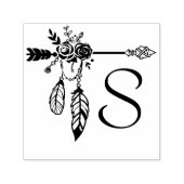 Boho Floral Rose Arrow Monogram Initial Permastempel (Design)