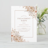 Boho Floral Rose Pampas Grass Verlobung Einladung (Stehend Vorderseite)