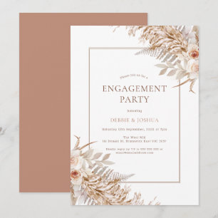 Boho Floral Rose Pampas Grass Verlobung Einladung