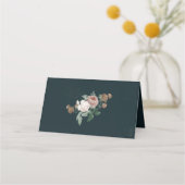 Boho Floral Rose Script Wedding Platzkarte (Rückseite)