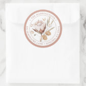 Boho Floral Rücksendeadresse Round Envelope Runder Aufkleber (Tasche)