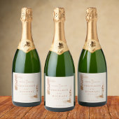 Boho Floral Rust Ivory Gastgeschenk Hochzeit Schaumweinetikett