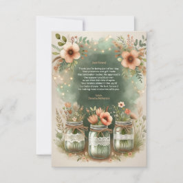 Boho Floral Rustic Floral Mason Jar Baby Dusche Dankeskarte