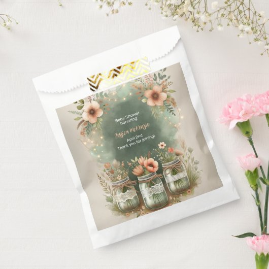 Boho Floral Rustic Floral Mason Jar Baby Dusche Geschenktütchen (Versiegelt)