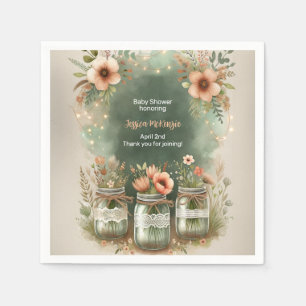 Boho Floral Rustic Floral Mason Jar Baby Dusche Serviette