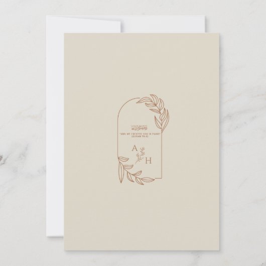 Boho Floral Rustic Monogram Islamic Wedding Einladung (Rückseite)