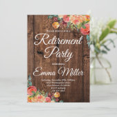 Boho Floral Rustic Rentirement Einladung (Stehend Vorderseite)