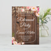 Boho Floral Rustic Rentirement Einladung (Stehend Vorderseite)
