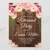 Boho Floral Rustic Rentirement Party Einladung (Vorne/Hinten)