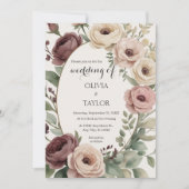 Boho Floral Rustic Wedding Einladung (Vorderseite)