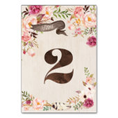 Boho Floral Rustic Wedding Tischnummer Card (Rückseite)