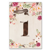 Boho Floral Rustic Wedding Tischnummer Card (Rückseite)