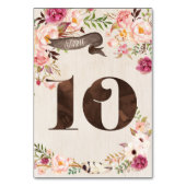 Boho Floral Rustic Wedding Tischnummer Card 10 (Rückseite)