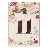 Boho Floral Rustic Wedding Tischnummer Card 11 (Rückseite)