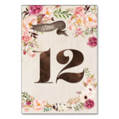 Boho Floral Rustic Wedding Tischnummer Card 12 (Rückseite)