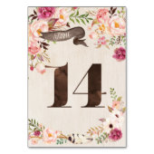 Boho Floral Rustic Wedding Tischnummer Card 14 (Rückseite)