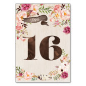 Boho Floral Rustic Wedding Tischnummer Card 16 (Rückseite)