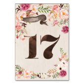 Boho Floral Rustic Wedding Tischnummer Card 17 (Rückseite)