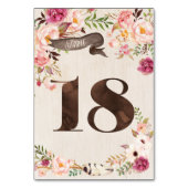 Boho Floral Rustic Wedding Tischnummer Card 18 (Vorderseite)