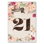 Boho Floral Rustic Wedding Tischnummer Card 21 (Vorderseite)