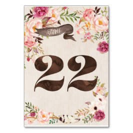 Boho Floral Rustic Wedding Tischnummer Card 22