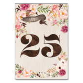 Boho Floral Rustic Wedding Tischnummer Card 25 (Rückseite)