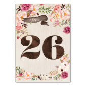 Boho Floral Rustic Wedding Tischnummer Card 26 (Vorderseite)