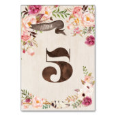 Boho Floral Rustic Wedding Tischnummer Card 5 (Rückseite)