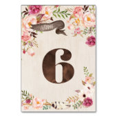 Boho Floral Rustic Wedding Tischnummer Card 6 (Rückseite)