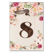 Boho Floral Rustic Wedding Tischnummer Card 8 (Rückseite)