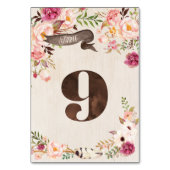 Boho Floral Rustic Wedding Tischnummer Card 9 (Rückseite)