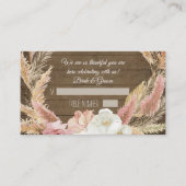Boho Floral Rustic Wood Pampas Grass Platzkarten (Vorderseite)