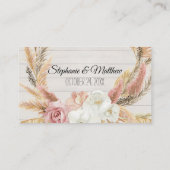 Boho Floral Rustic Wood Pampas Grass Platzkarten (Rückseite)