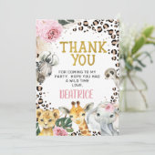 Boho Floral Safari Geburtstag Danke Karte (Stehend Vorderseite)