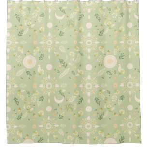 Boho Floral Sage Duschvorhang