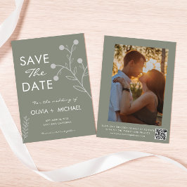 Boho Floral Sage Green botanisch Save the Date