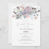 Boho Floral Sage Green Violet Blush Brautparty Einladung (Vorderseite)