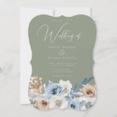 Boho Floral & Sage Green Wedding Einladung (Vorderseite)