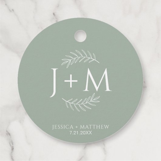Boho Floral Sage Green Wedding Geschenkanhänger (Rückseite)