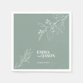 Boho Floral Sage Green Wedding Napkins Serviette (Vorderseite)