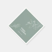 Boho Floral Sage Green Wedding Napkins Serviette (Ecke)
