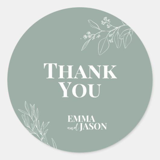 Boho Floral Sage Green Wedding Round Sticker (Vorderseite)